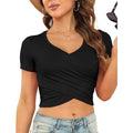 Women's Cross Front Deep V-Neck Slim Fit Crop Top